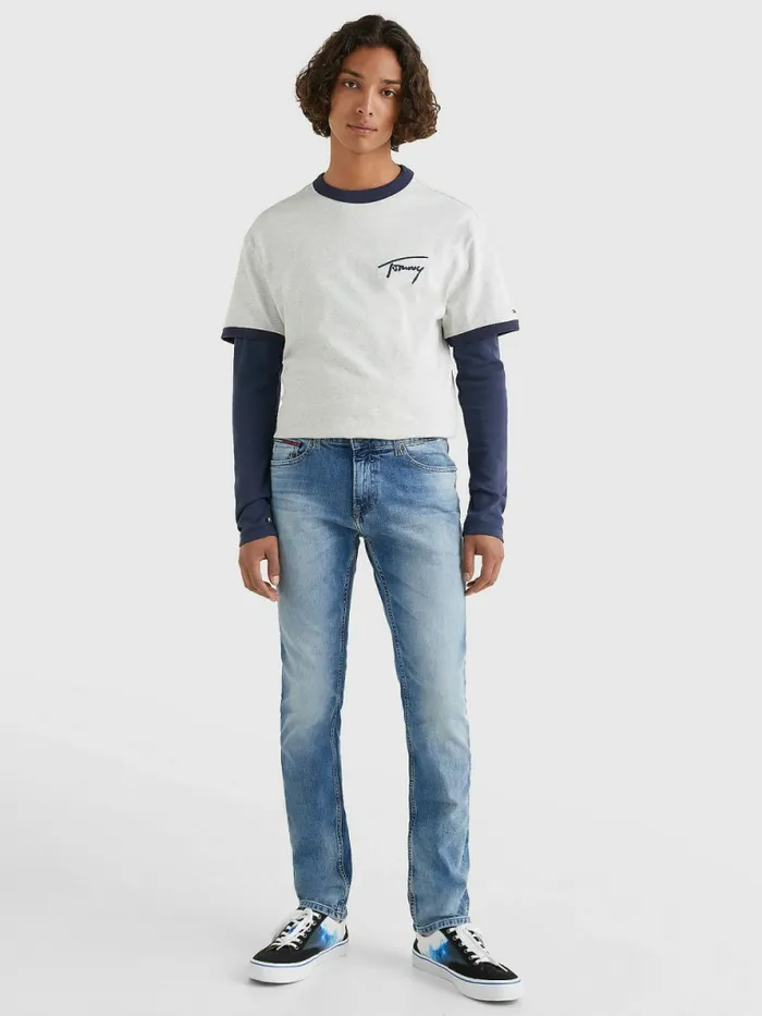 Tommy Hilfiger Scanton Slim Fit Light Faded Jeans Wilson Light Blue Stretch Mens Essentials Fashion