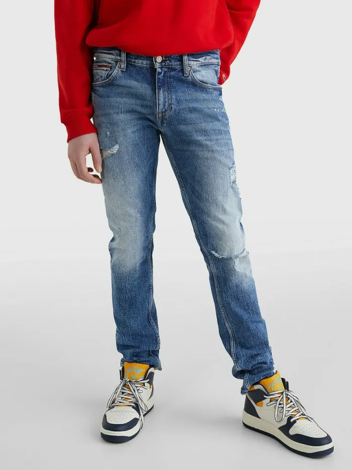 Tommy Hilfiger Scanton Washed and Worn Slim Fit Jeans Denim Dark Mens Jeans For Sale Tommy Hilfiger Scanton Washed and Worn Slim Fit Jeans Denim Dark Mens Jeans For Sale