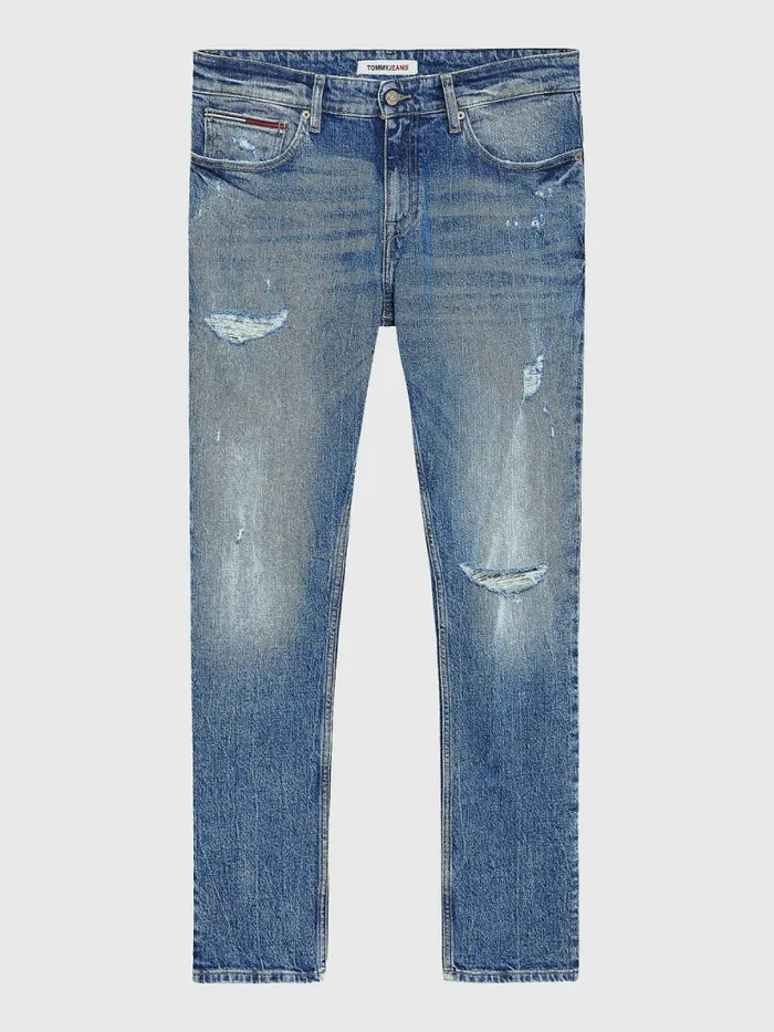 Tommy Hilfiger Scanton Washed and Worn Slim Fit Jeans Denim Dark Mens Jeans For Sale
