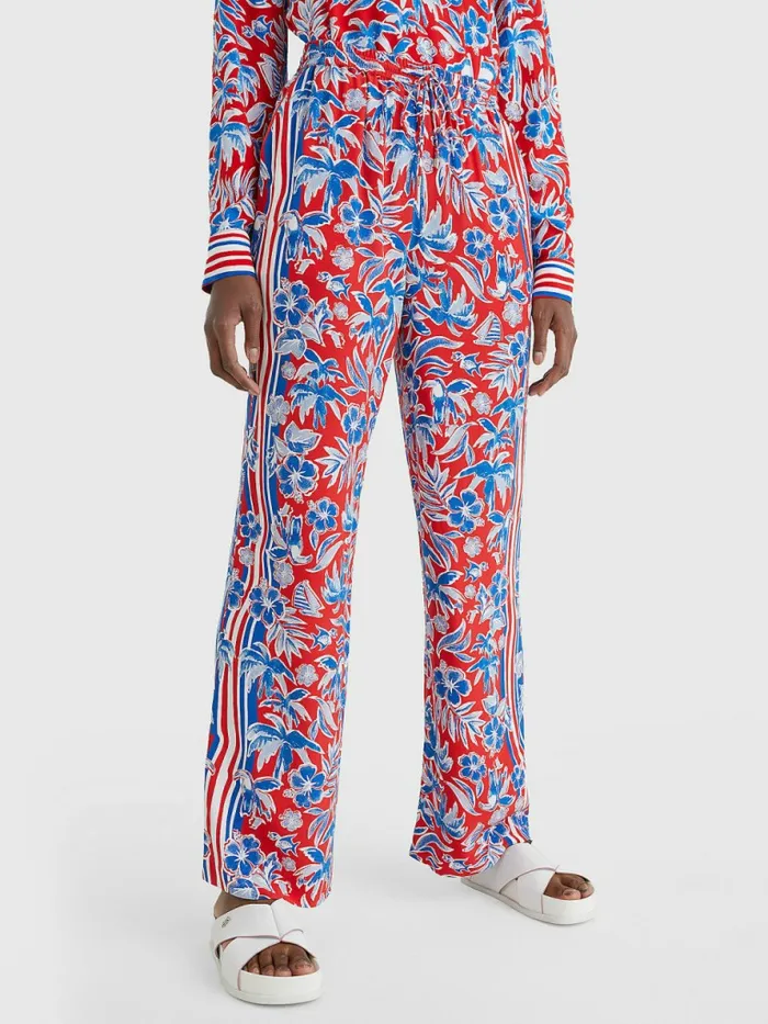 Tommy Hilfiger Scarf Print Wide Leg Relaxed Trousers Island Scarf Red Womens CoOrds Tommy Hilfiger Scarf Print Wide Leg Relaxed Trousers Island Scarf Red Womens CoOrds