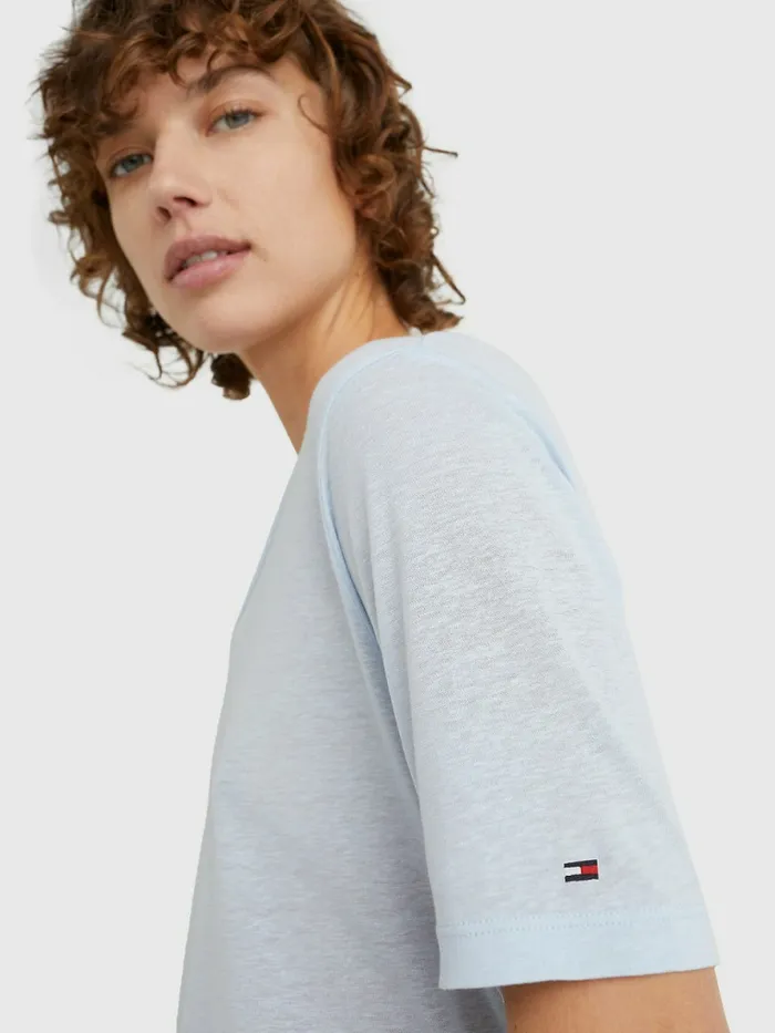 Tommy Hilfiger Scoop Neck Relaxed TShirt Breezy Blue Womens TShirts For Sale