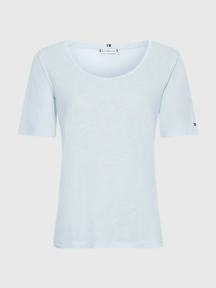Tommy Hilfiger Scoop Neck Relaxed TShirt Breezy Blue Womens TShirts For Sale