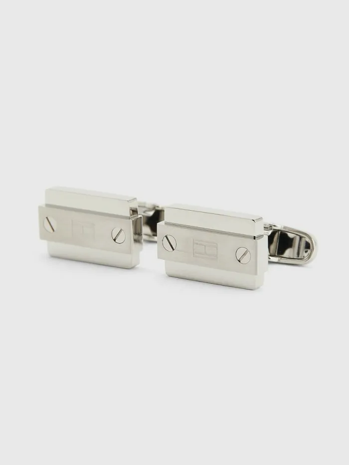Tommy Hilfiger ScrewDetail Cufflinks Silver Mens Jewellery and Cufflinks
