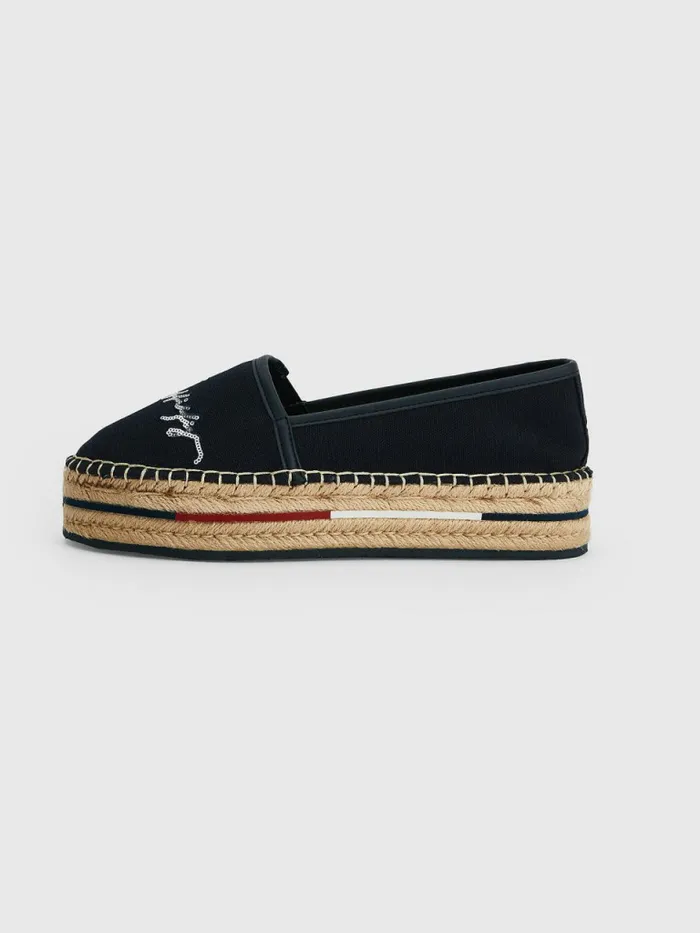 Tommy Hilfiger Sequin Signature Flatform Espadrilles Desert Sky Womens Flat Shoes Online