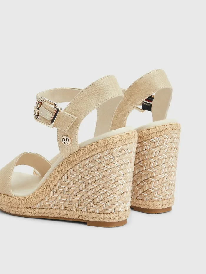 Tommy Hilfiger Shiny High Wedge Sandals Light Gold Womens Sandals For Sale