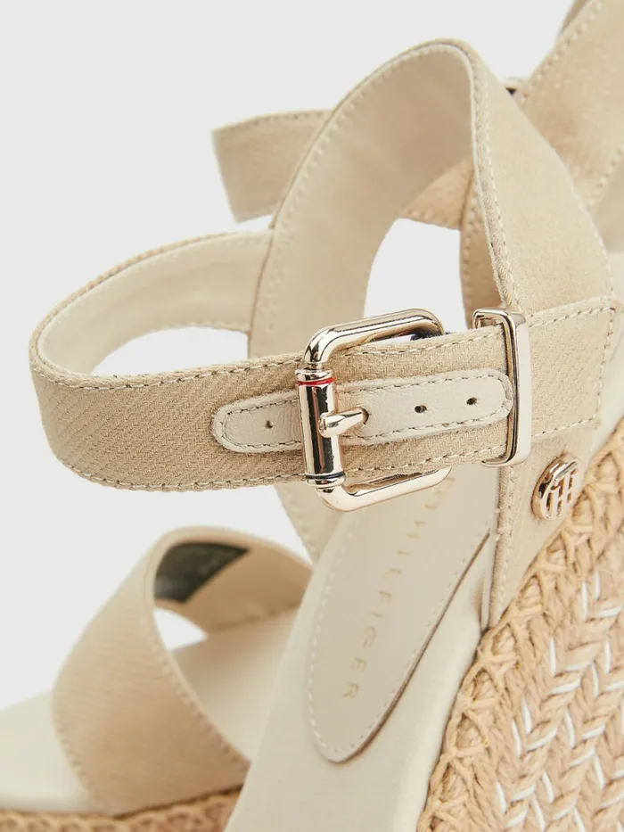 Tommy Hilfiger Shiny High Wedge Sandals Light Gold Womens Sandals For Sale
