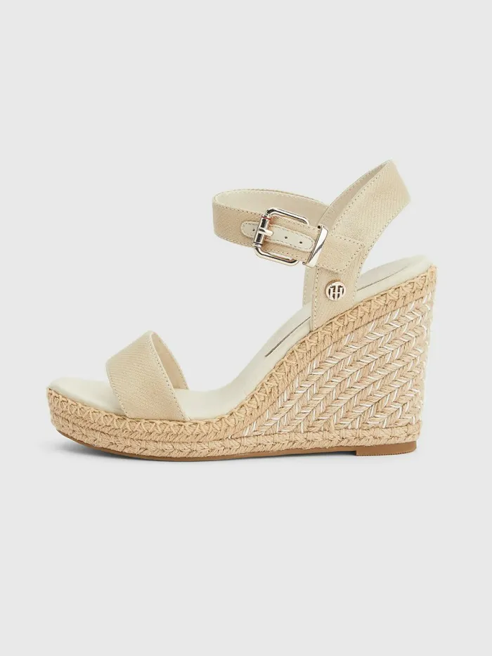Tommy Hilfiger Shiny High Wedge Sandals Light Gold Womens Sandals For Sale