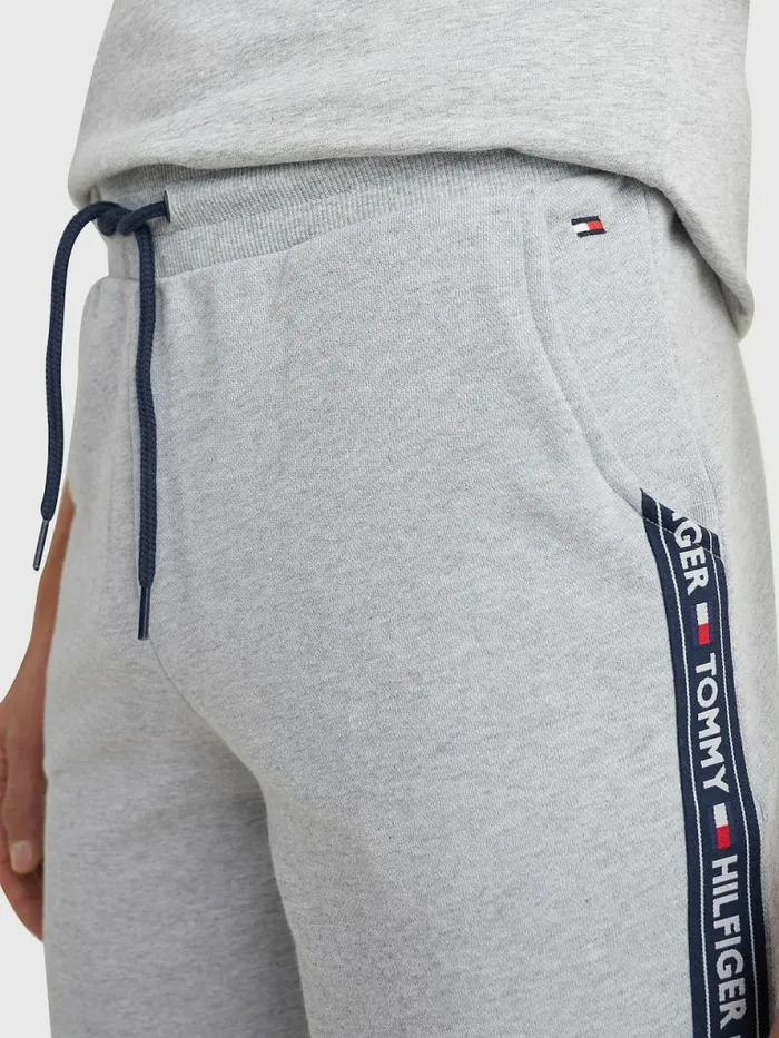 Tommy Hilfiger Side Logo Drawstring Shorts Grey Heather Mens Loungewear and Nightwear Sale
