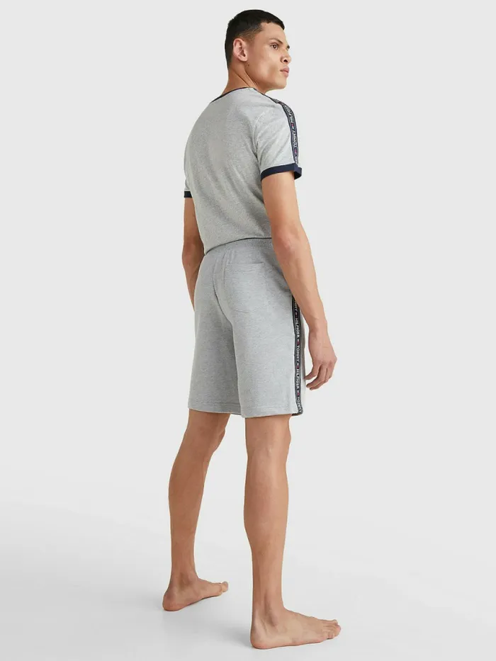 Tommy Hilfiger Side Logo Drawstring Shorts Grey Heather Mens Loungewear and Nightwear Sale