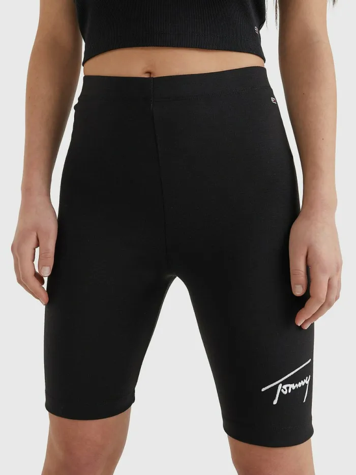 Tommy Hilfiger Signature Cycling Shorts Black Womens Shorts Gift for Friend