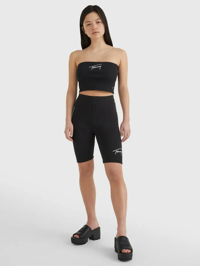 Tommy Hilfiger Signature Cycling Shorts Black Womens Shorts Gift for Friend