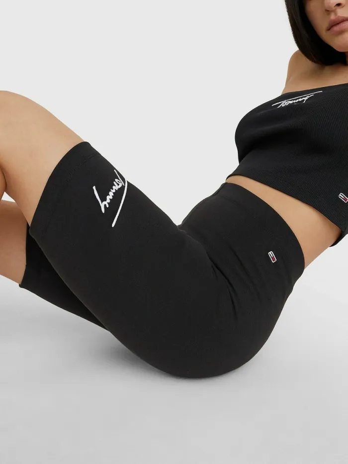 Tommy Hilfiger Signature Cycling Shorts Black Womens Shorts Gift for Friend