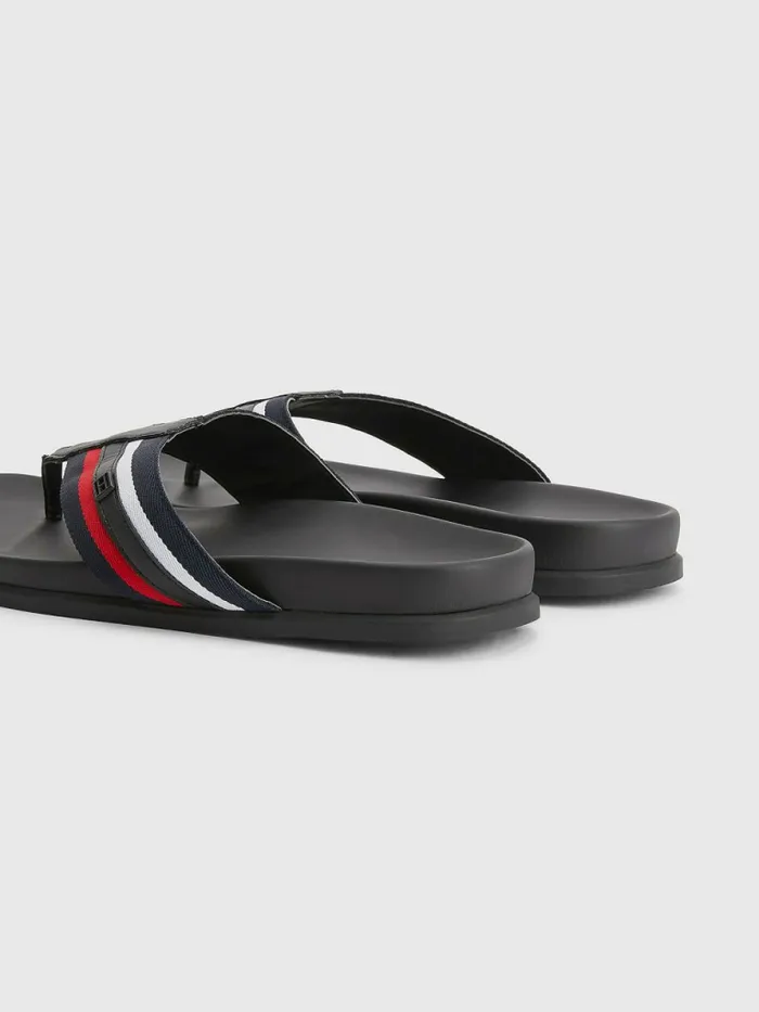 Tommy Hilfiger Signature Detailing Webbing Strap FlipFlops Rwb Mens Sandals Sliders and Flip Flops Cheap On Sale