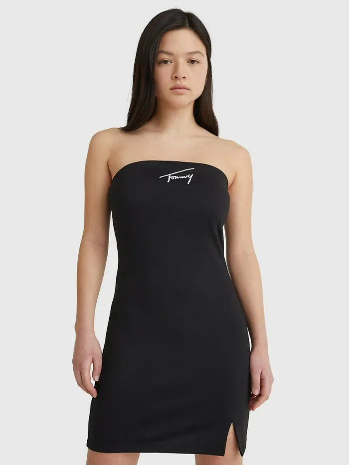 Tommy Hilfiger Signature Embroidery Bodycon Dress Black Womens Dresses and Jumpsuits On Sale Tommy Hilfiger Signature Embroidery Bodycon Dress Black Womens Dresses and Jumpsuits On Sale