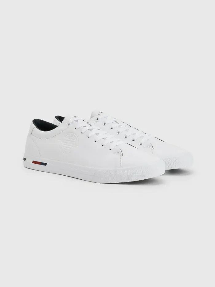 Tommy Hilfiger Signature Leather Logo Vulcanised Trainers White Mens Sandals Sliders and Flip Flops Gift for Friend Tommy Hilfiger Signature Leather Logo Vulcanised Trainers White Mens Sandals Sliders and Flip Flops Gift for Friend
