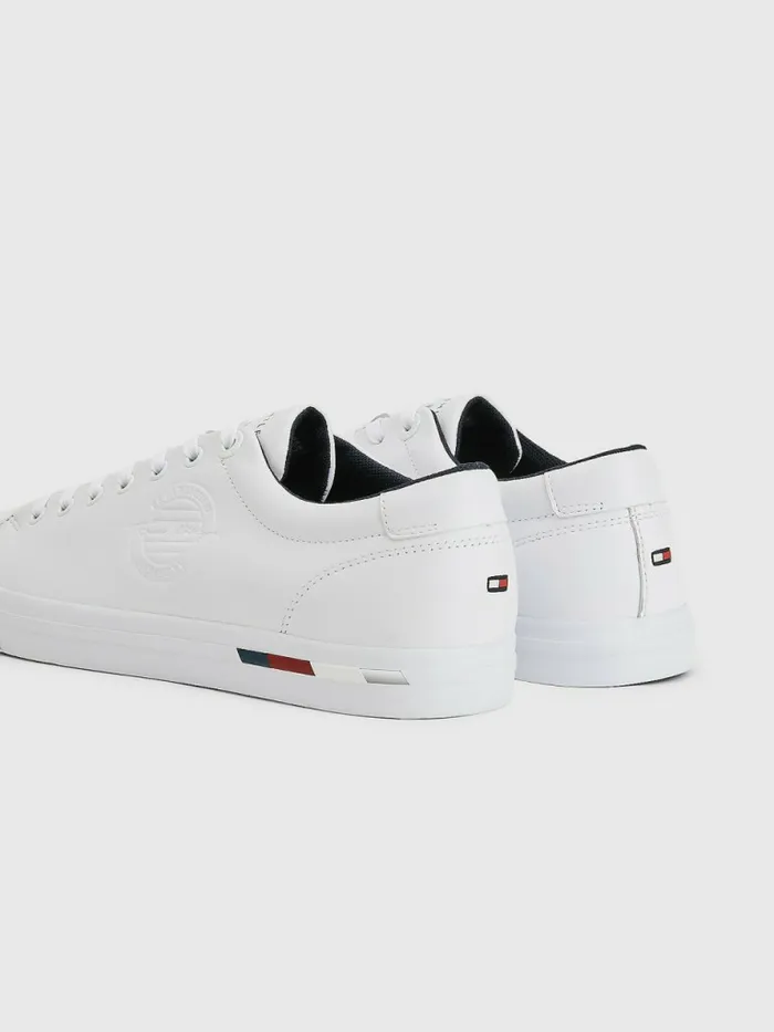 Tommy Hilfiger Signature Leather Logo Vulcanised Trainers White Mens Sandals Sliders and Flip Flops Gift for Friend