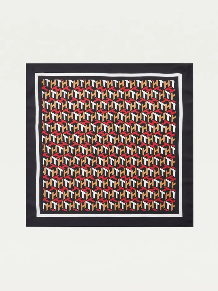 Tommy Hilfiger Signature Leopard Print Silk Bandana Corporate Monogram Womens Hats and Scarves Gift for Friend Tommy Hilfiger Signature Leopard Print Silk Bandana Corporate Monogram Womens Hats and Scarves Gift for Friend