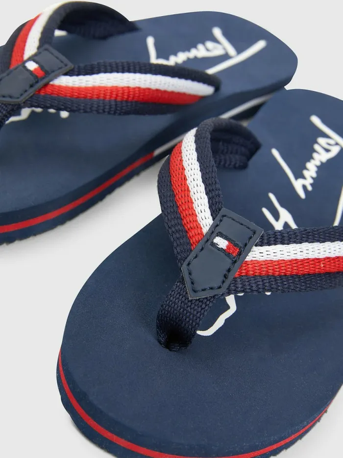 Tommy Hilfiger Signature Logo FlipFlops BlueMulticolor Boys Shoes and Accessories Fashion