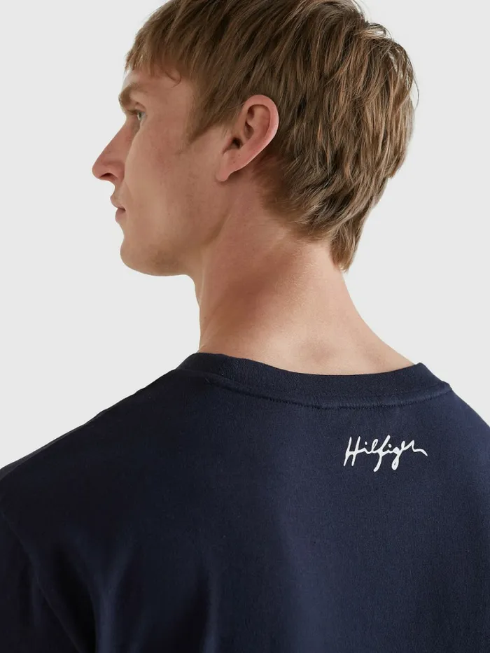 Tommy Hilfiger Signature Logo Organic Cotton TShirt Desert Sky Mens Swimwear Popular