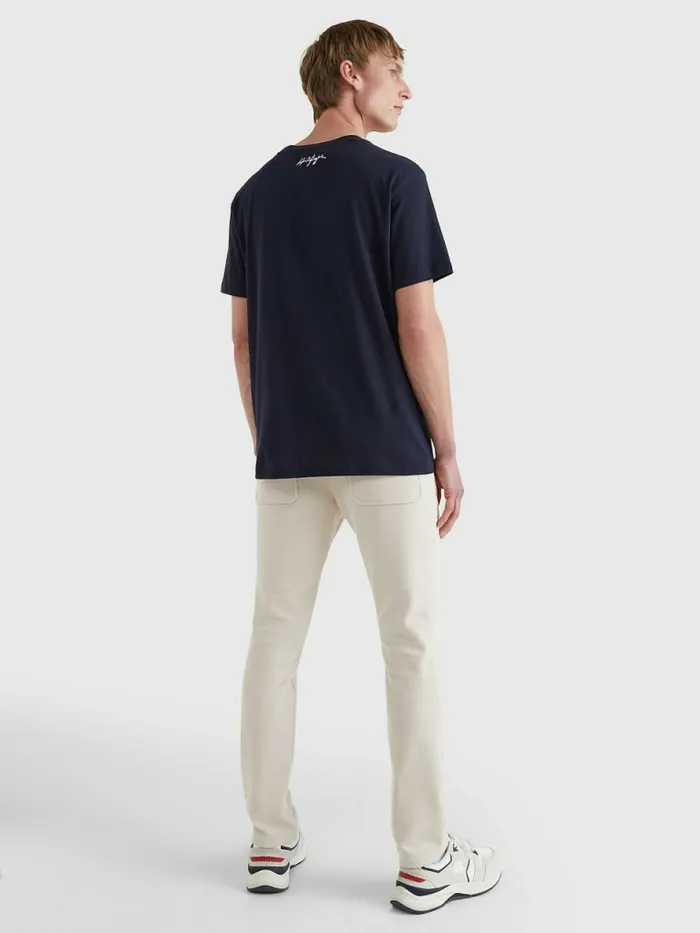 Tommy Hilfiger Signature Logo Organic Cotton TShirt Desert Sky Mens Swimwear Popular