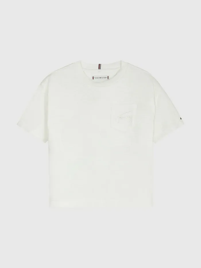 Tommy Hilfiger Signature Logo Pocket TShirt White Girls Tops and TShirts Popular Tommy Hilfiger Signature Logo Pocket TShirt White Girls Tops and TShirts Popular