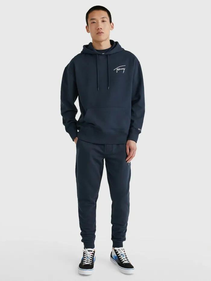 Tommy Hilfiger Signature Logo Relaxed Fit Hoody Twilight Navy Mens Sweatshirts and Hoodies Casaul