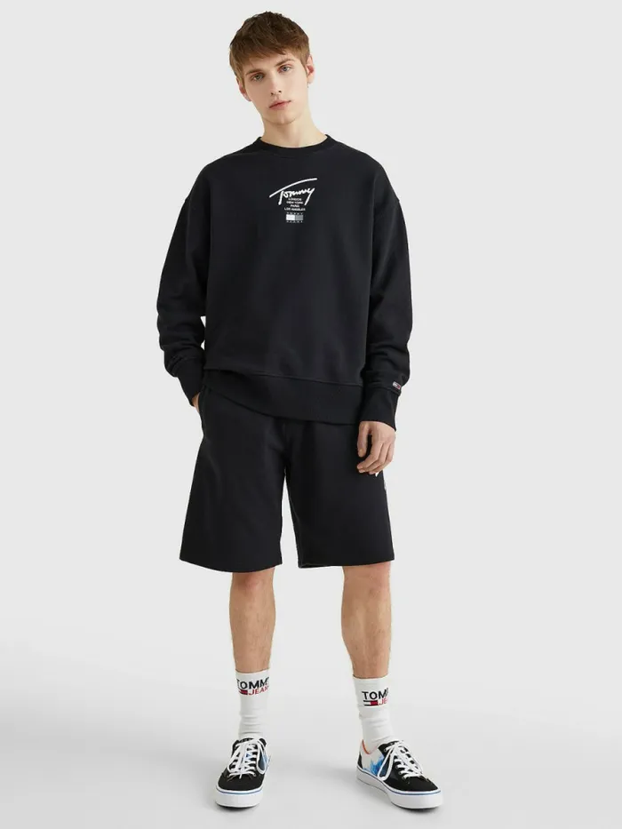 Tommy Hilfiger Signature Logo Sweatshirt Black Mens Sweatshirts and Hoodies Gift 4 You