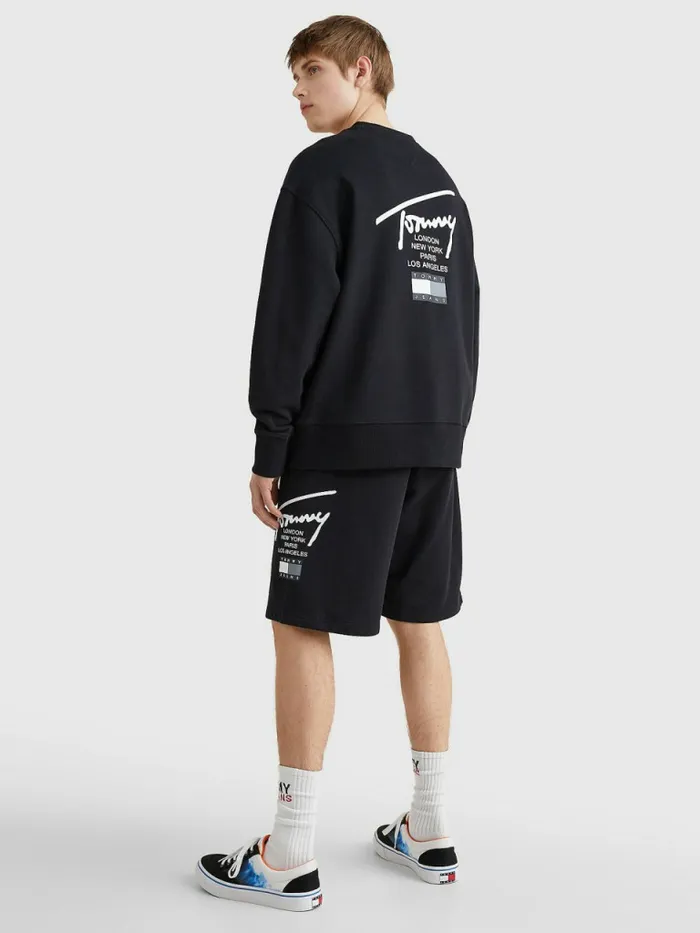 Tommy Hilfiger Signature Logo Sweatshirt Black Mens Sweatshirts and Hoodies Gift 4 You