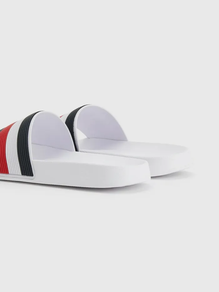 Tommy Hilfiger Signature Pool Slides White Mens Sandals Sliders and Flip Flops Gift for Friend