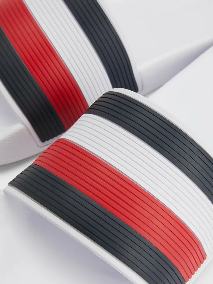 Tommy Hilfiger Signature Pool Slides White Mens Sandals Sliders and Flip Flops Gift for Friend