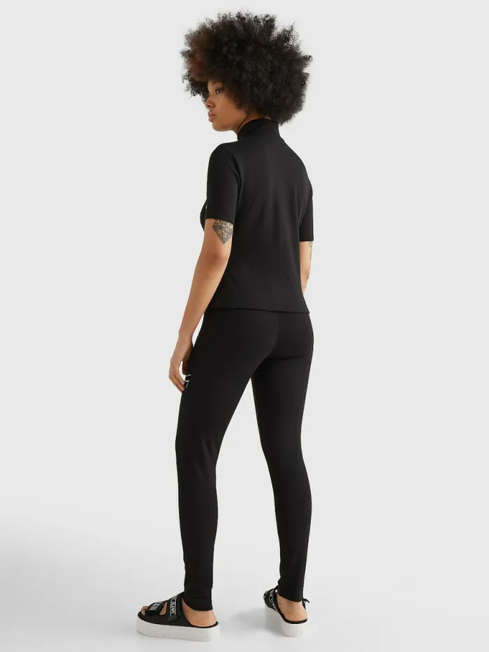 Tommy Hilfiger Signature Short Sleeve ZipThru Black Womens CoOrds