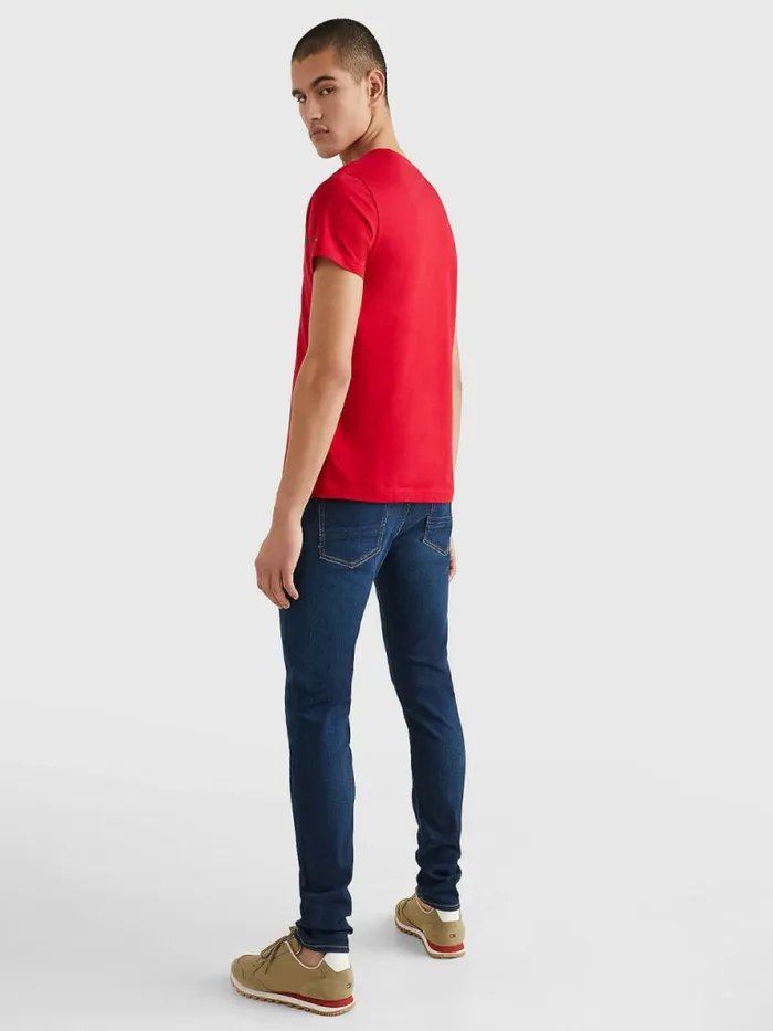 Tommy Hilfiger Signature Split Logo TShirt Blazer Red Mens TShirts Popular