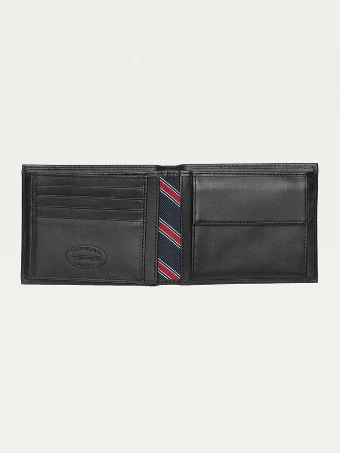 Tommy Hilfiger Signature Stripe Trifold Wallet Black Mens Wallets and Card Holders Fashion