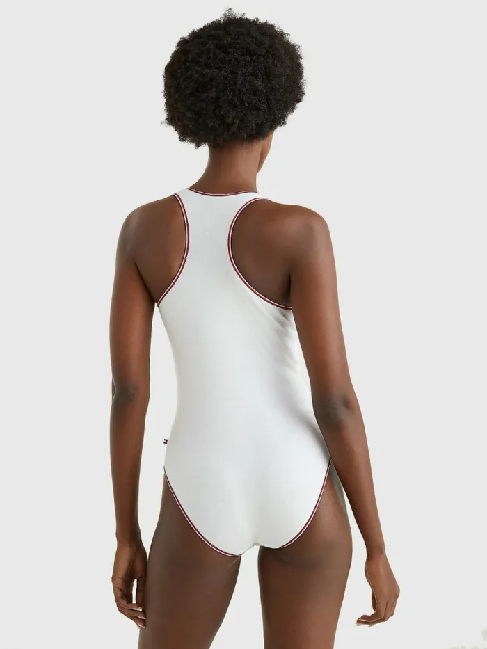 Tommy Hilfiger Signature Tape Bodysuit White Womens Lingerie