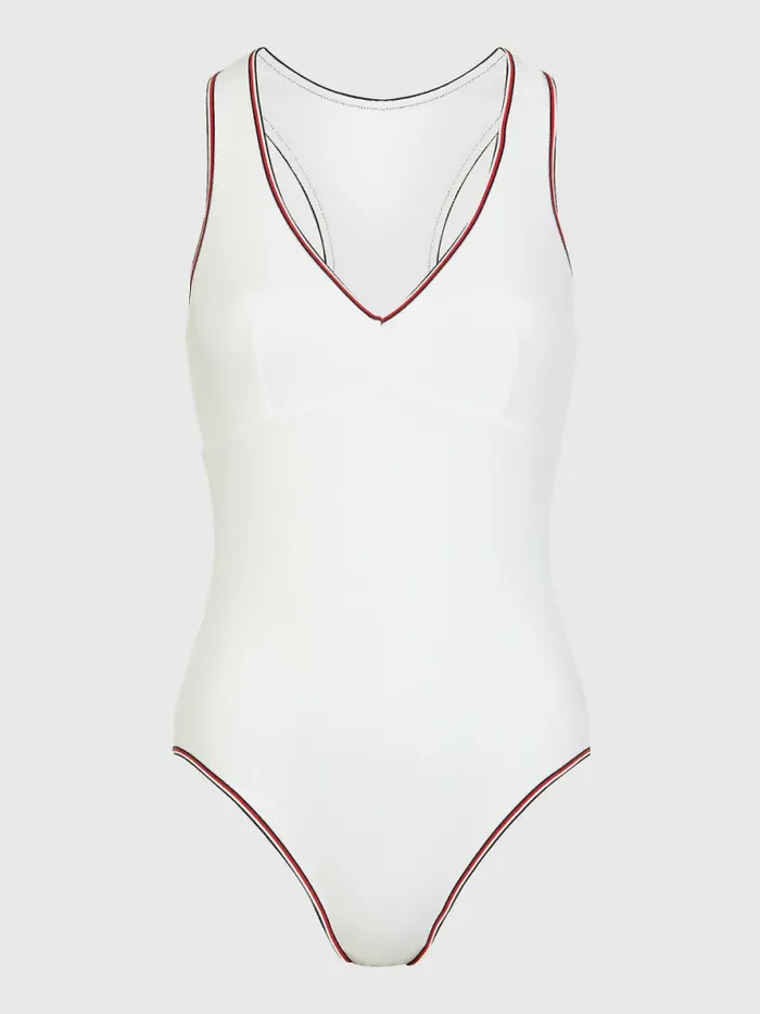 Tommy Hilfiger Signature Tape Bodysuit White Womens Lingerie