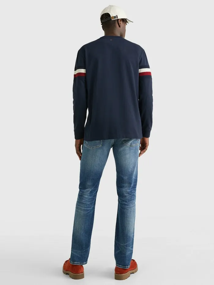 Tommy Hilfiger Signature Tape Long Sleeve TShirt Desert Sky Mens TShirts For Sale