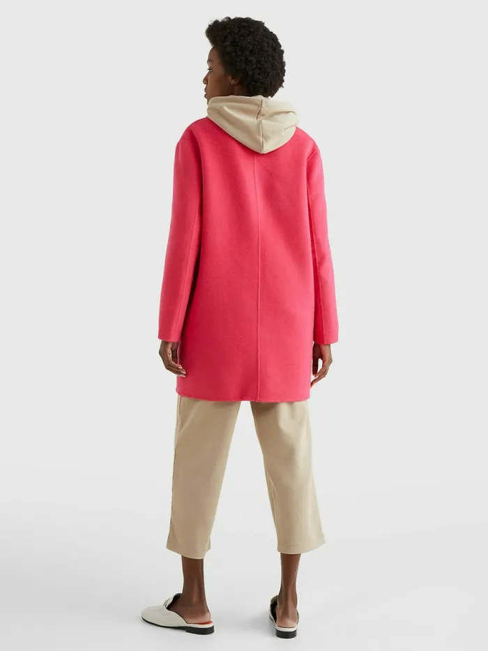 Tommy Hilfiger Signature Undercollar Wool Blend Coat Pink Splendor Womens Coats and Jackets Near Me