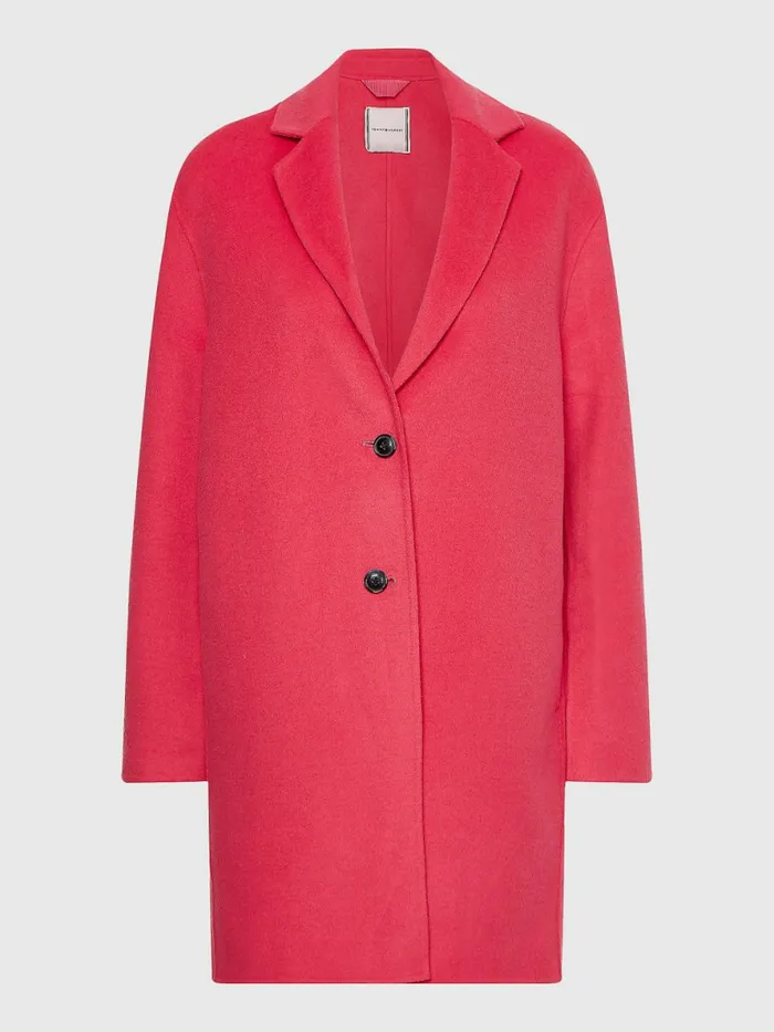Tommy Hilfiger Signature Undercollar Wool Blend Coat Pink Splendor Womens Coats and Jackets Near Me