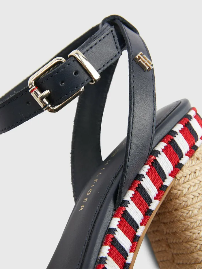 Tommy Hilfiger Signature Woven Webbing High Heel Sandals Rwb Womens Sandals Cheap On Sale