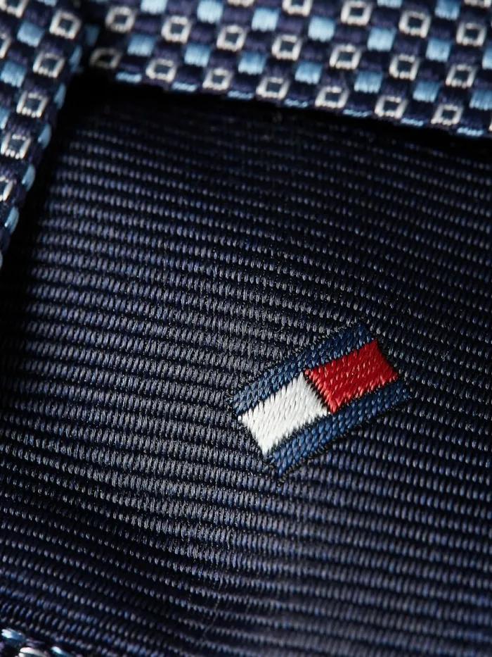 Tommy Hilfiger Silk Micro Geometric Tie Light BlueNavyWhite Mens Ties and Pocket Squares
