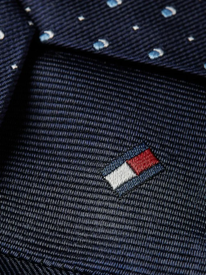 Tommy Hilfiger Silk Polka Dot Tie NavyLight BlueWhite Mens Ties and Pocket Squares