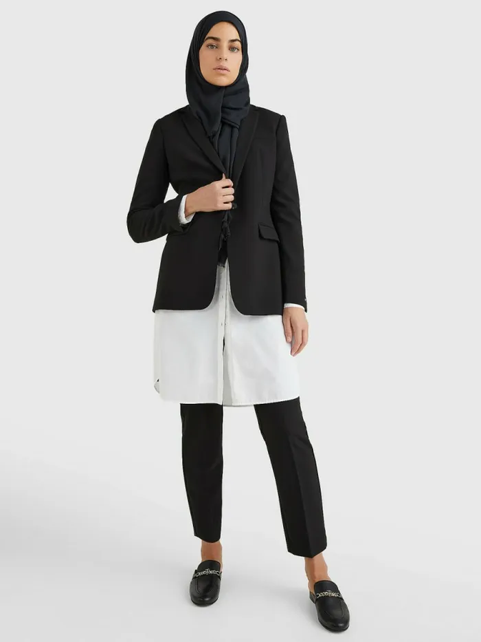 Tommy Hilfiger Single Breasted Regular Fit Blazer Black Womens Blazers