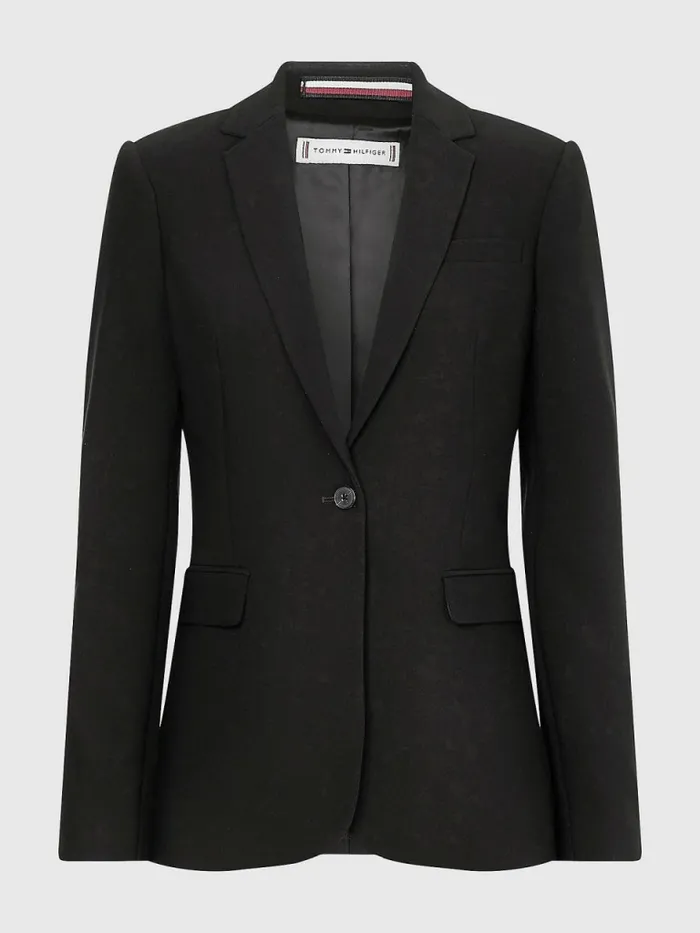 Tommy Hilfiger Single Breasted Regular Fit Blazer Black Womens Blazers