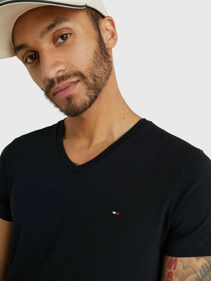Tommy Hilfiger Slim Fit Cotton TShirt Flag Black Mens TShirts Sale