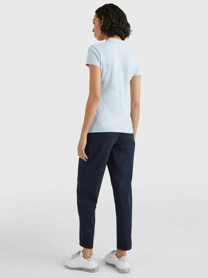 Tommy Hilfiger Slim Fit Polo Breezy Blue Womens Polo Shirts Fashion