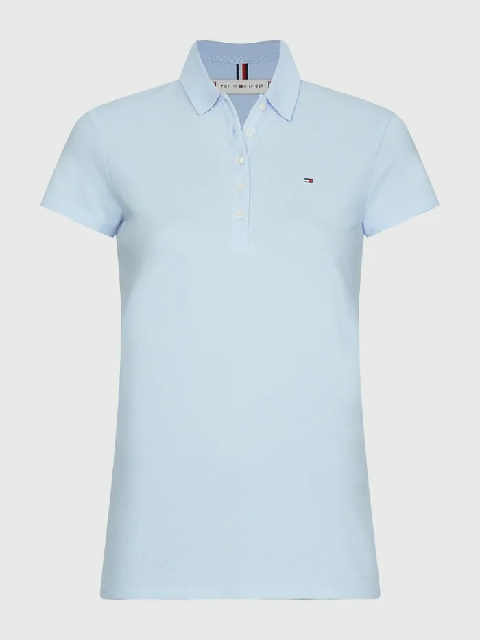 Tommy Hilfiger Slim Fit Polo Breezy Blue Womens Polo Shirts Fashion