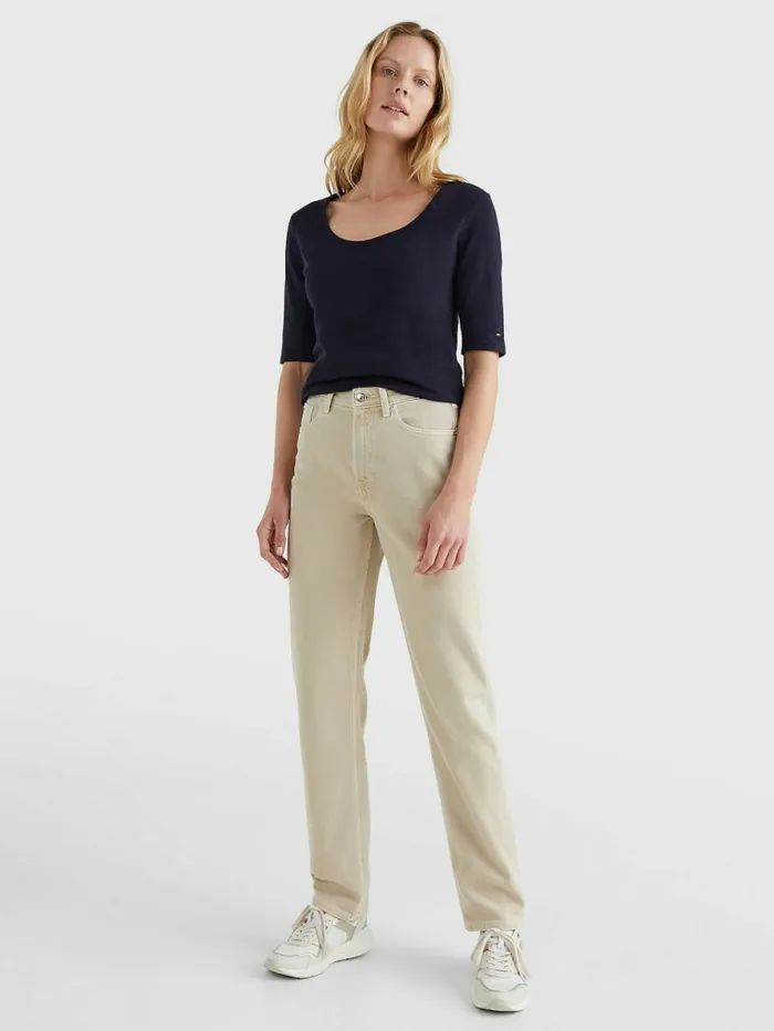 Tommy Hilfiger Slim Fit Scoop Neck TShirt Desert Sky Womens TShirts For Sale