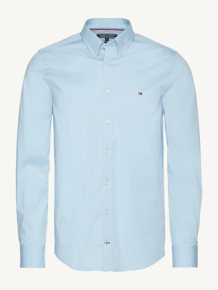 Tommy Hilfiger Slim Fit Stretch Poplin Shirt Shirt Blue Mens Shirts Online