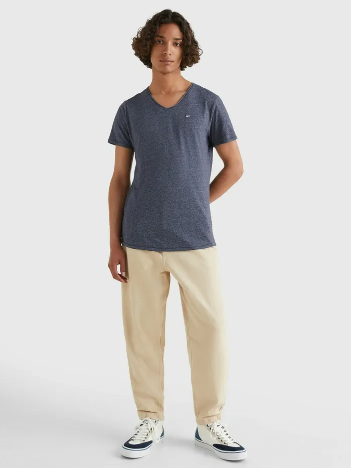 Tommy Hilfiger Slim Fit VNeck TShirt Twilight Navy Mens Essentials
