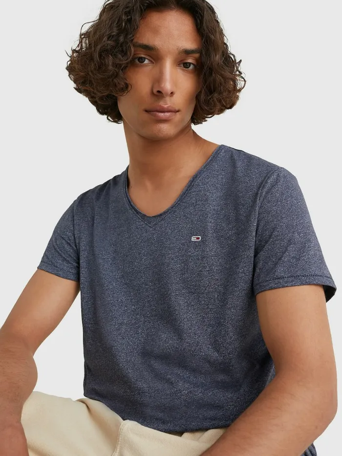 Tommy Hilfiger Slim Fit VNeck TShirt Twilight Navy Mens Essentials